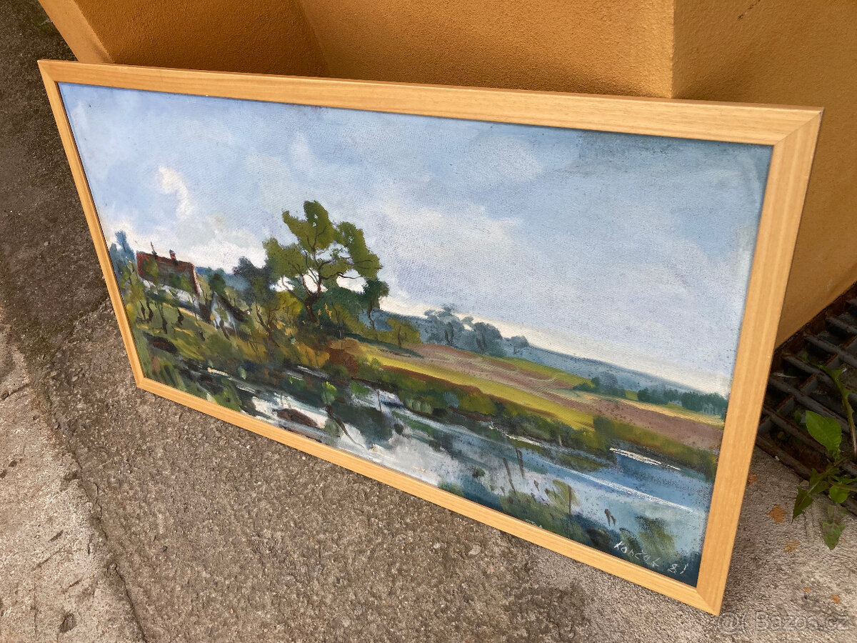 Obraz krajina, chalupa s rybníkem za 400 kč - 3