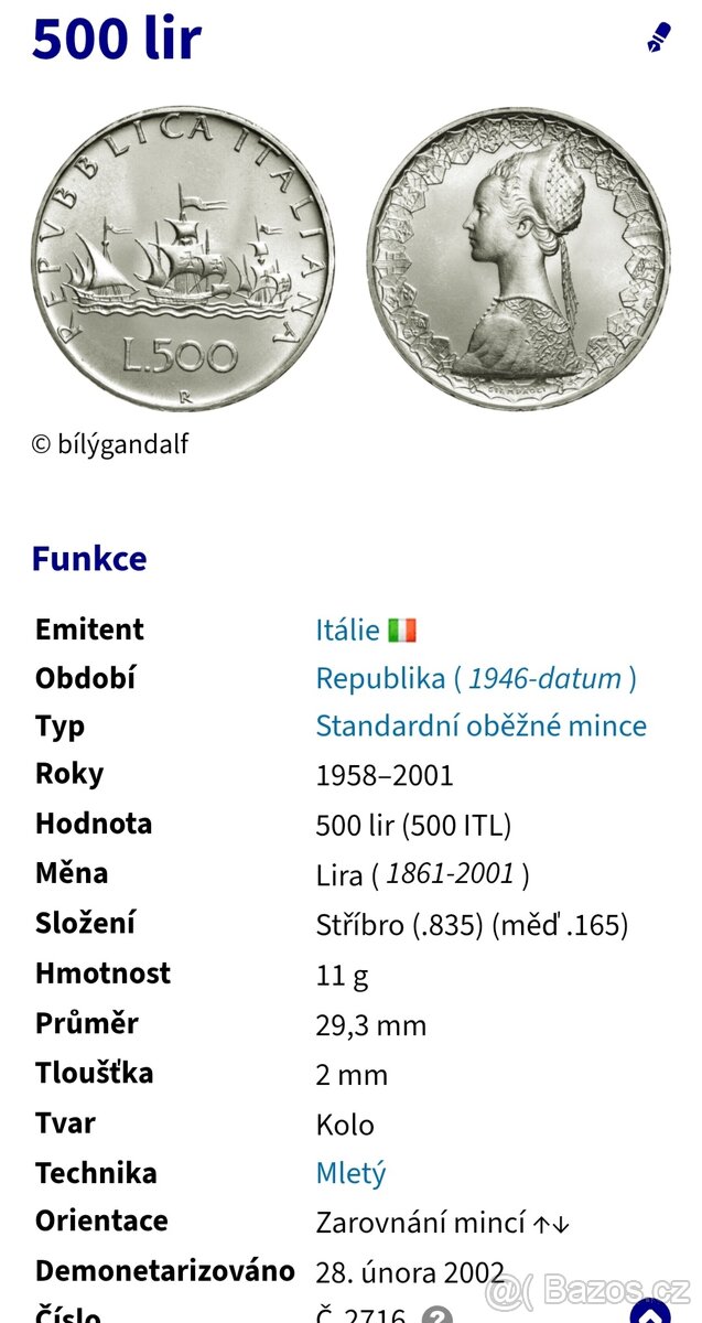 Stříbrné 500 Lira - Itálie - 3