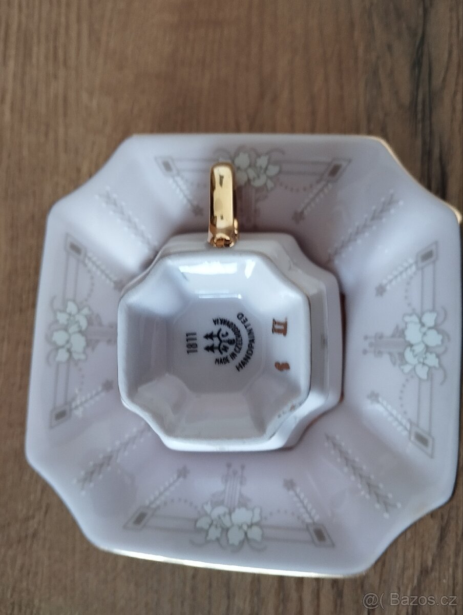 Růžový porcelán -mocca šálek - 3