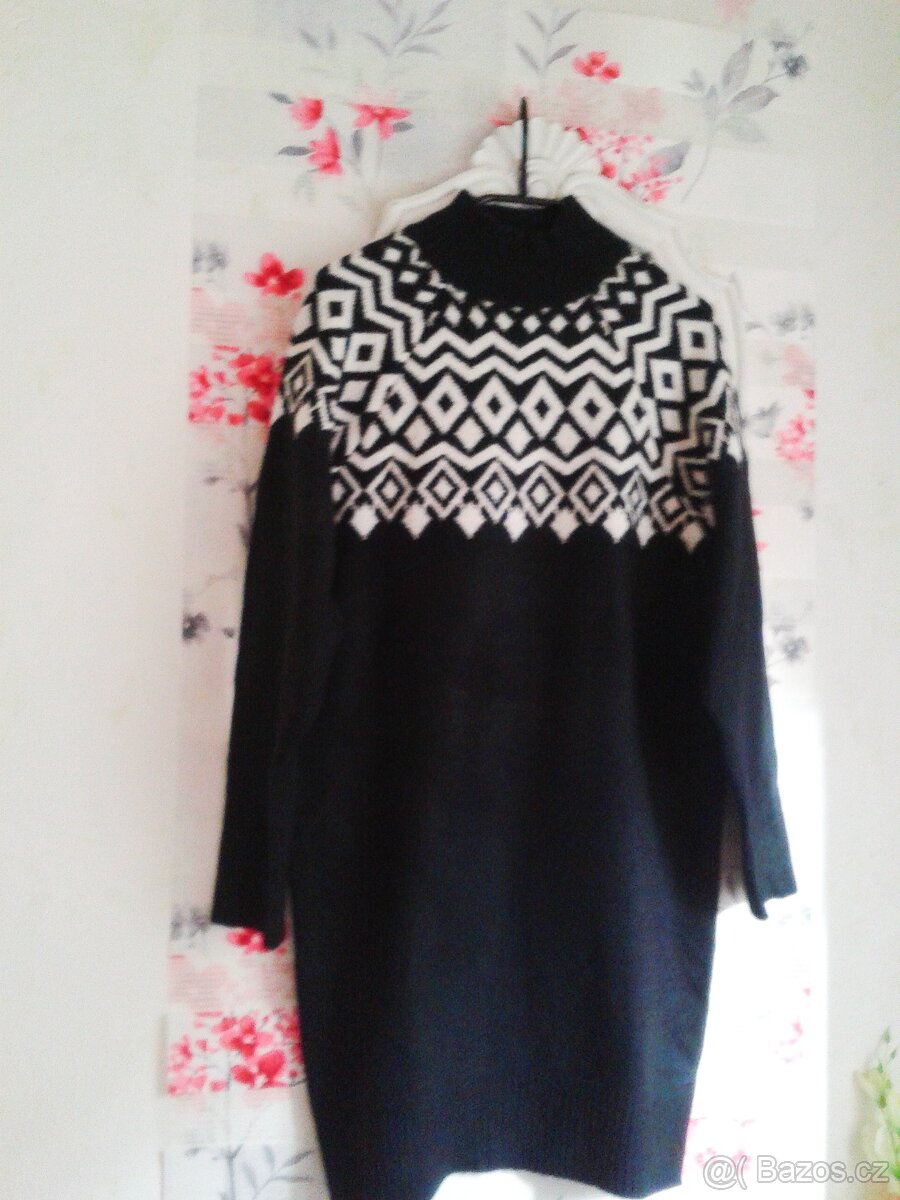Teploučké pletené šaty s páskem 38/40 - 3