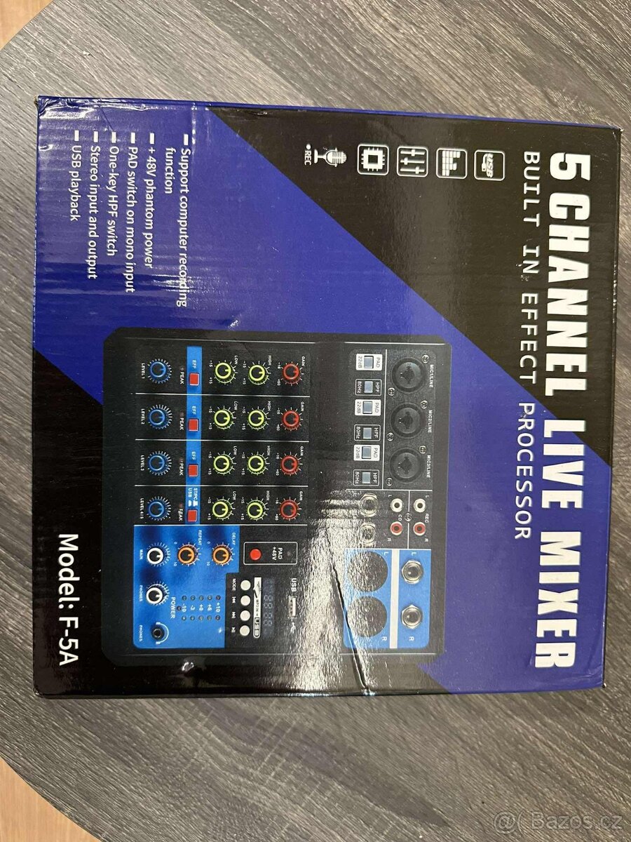 Mixážní pult F-5A – 5 kanálů s USB a efekty - 3
