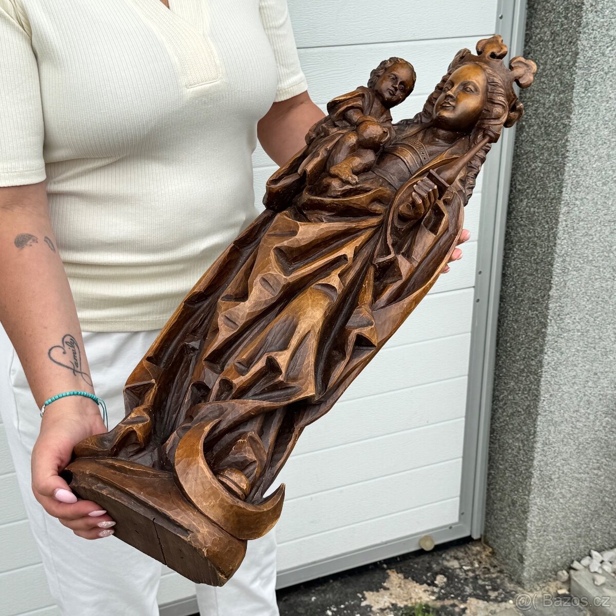 Velká starožitná socha Panna Marie Anglie - 3