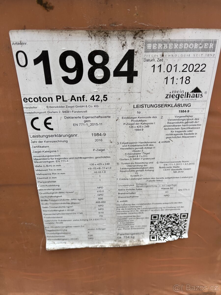 Broušené cihly ECOTON ISO PRO 42,5 - 3