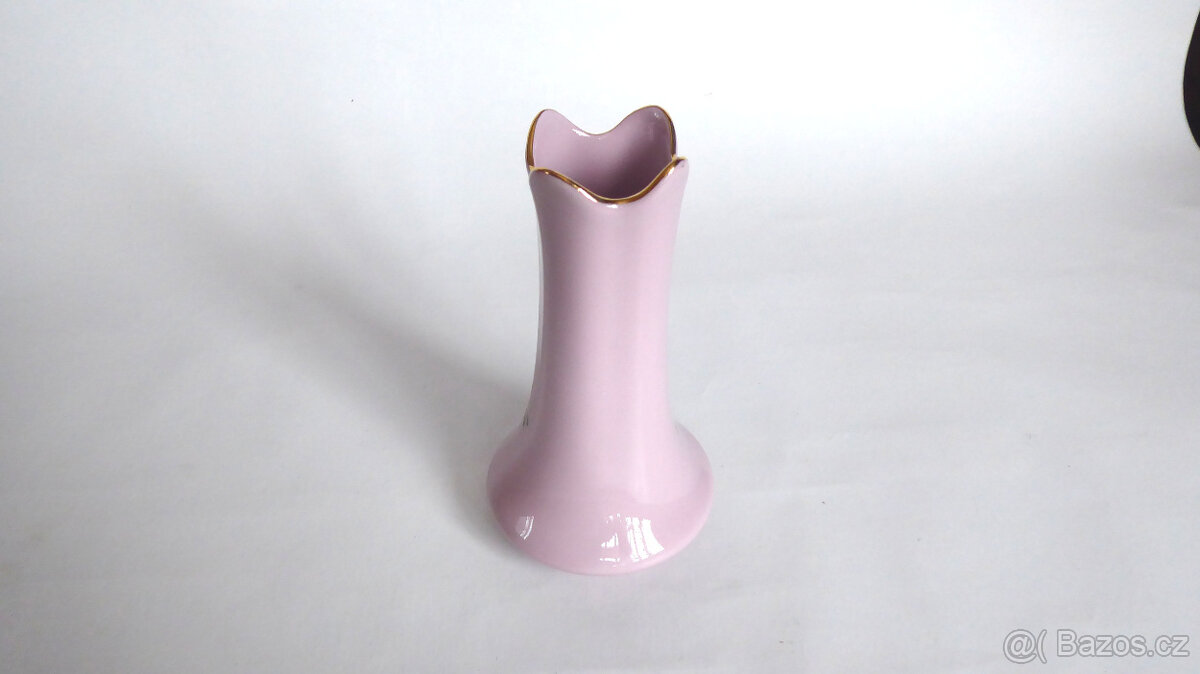 A120_ Váza, růžový porcelán, miniatura, retro, cca 1980 - 3