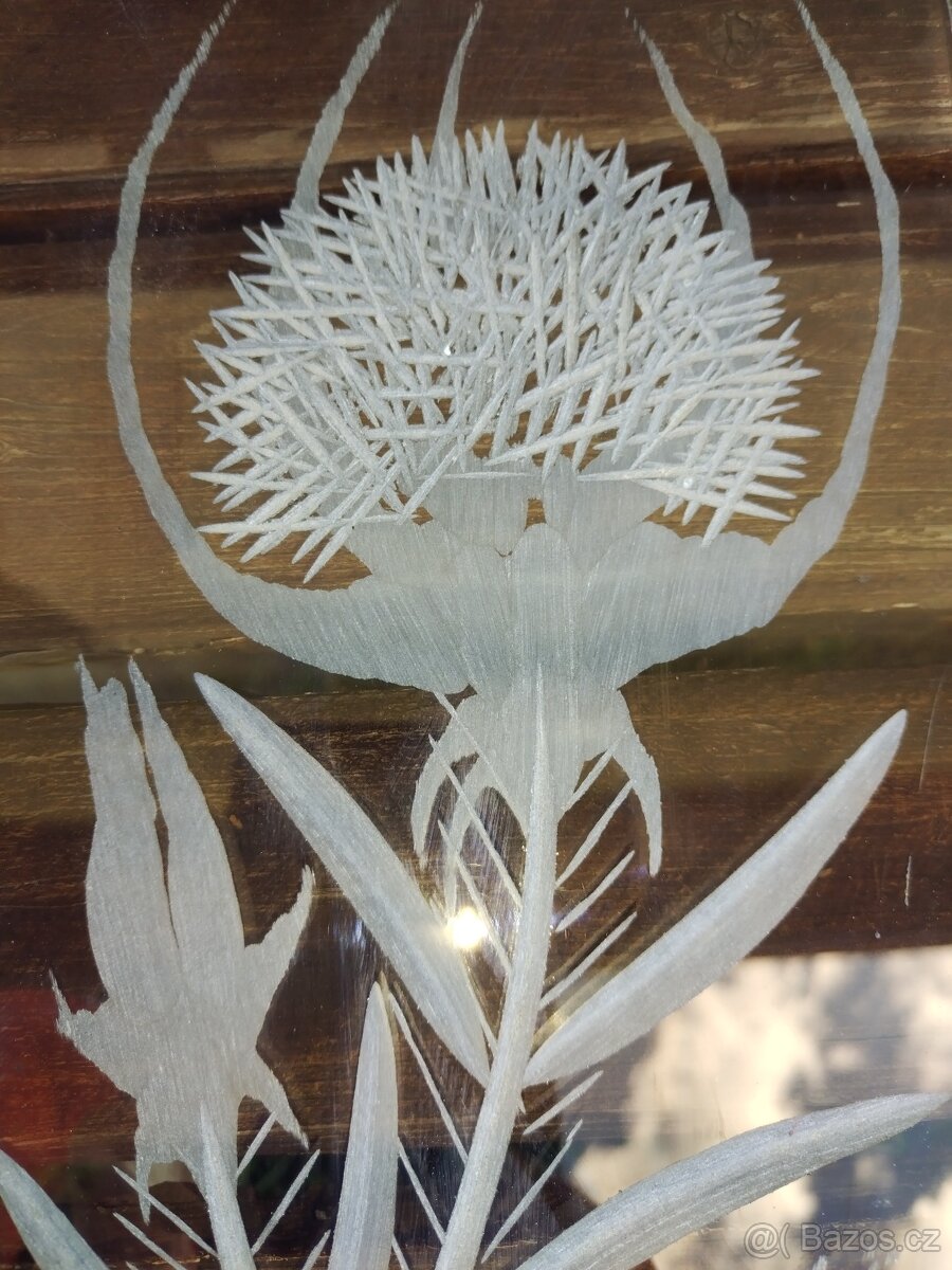 Starý obraz -broušené sklo - 3