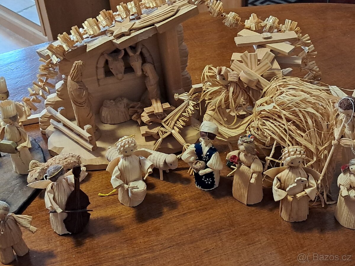 Starý betlém s kukuřičného šustí Starý 60 let - 3