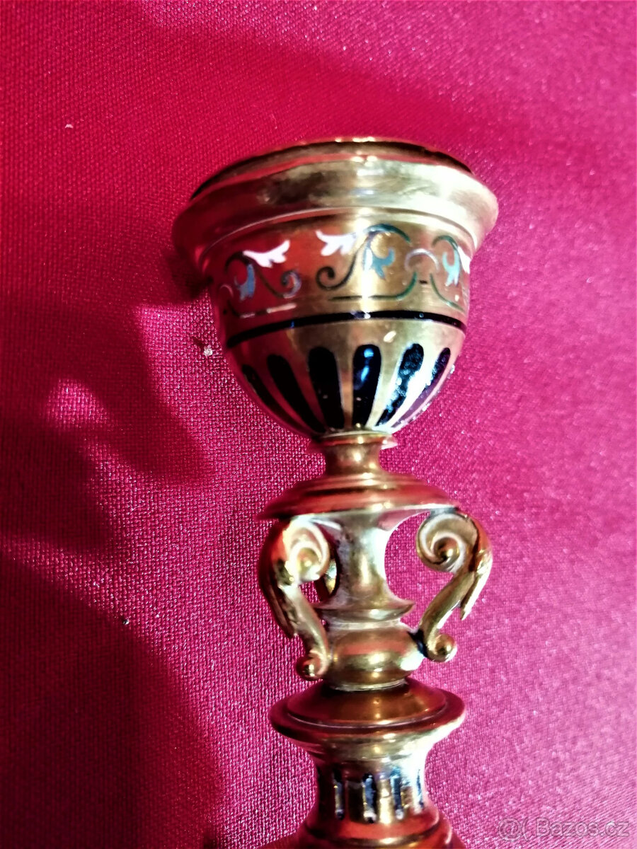 Mosazno skleněný svícen - 3