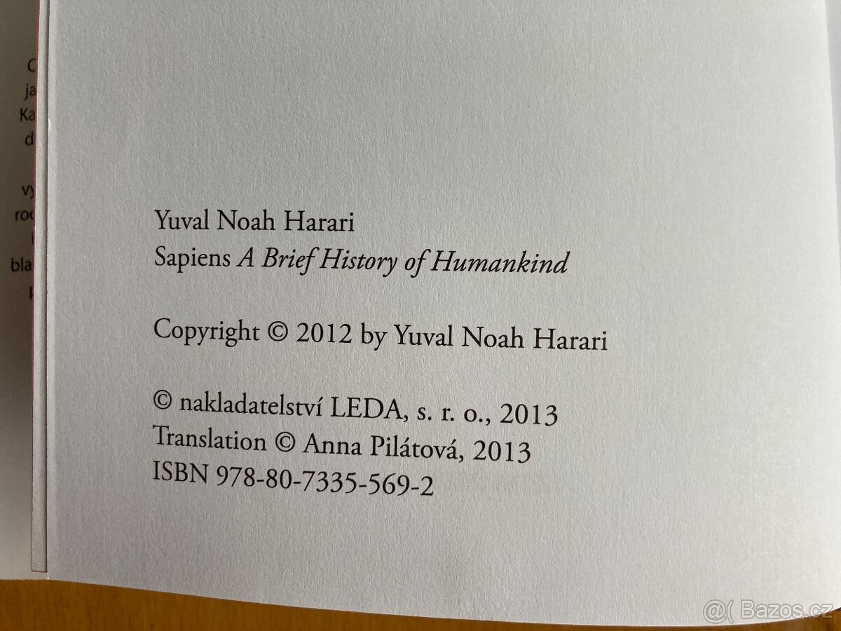 Prodám knihu Sapiens - 3