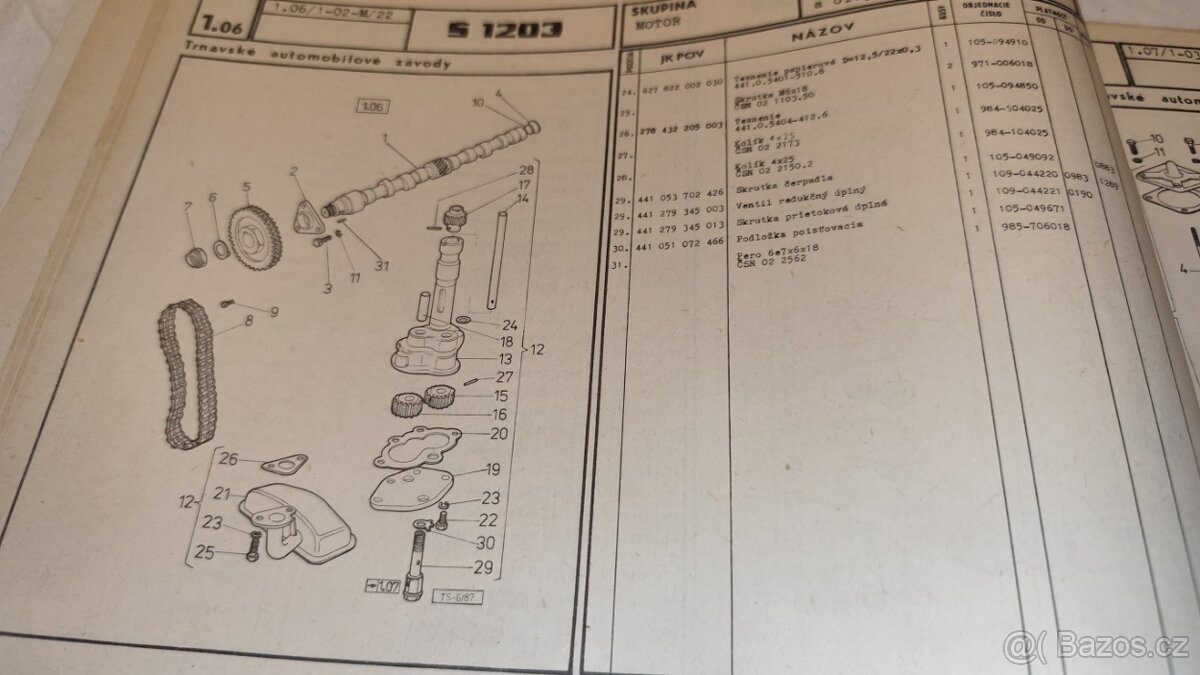 ŠKODA 1203 - seznam náhradních dílů – katalog Š1203 - 3