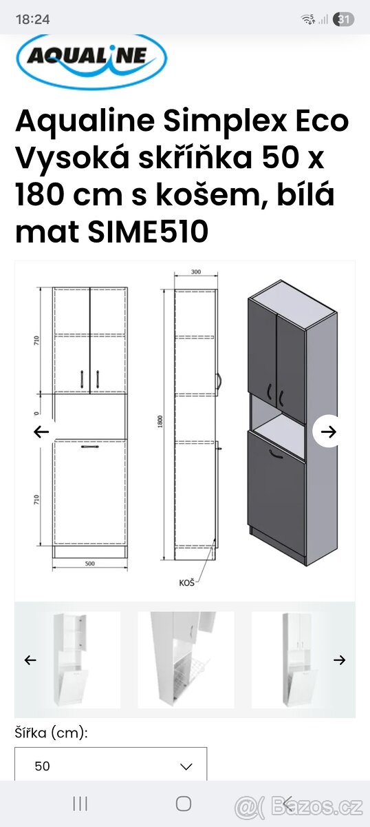 Koupelnová skříňka s košem - 3