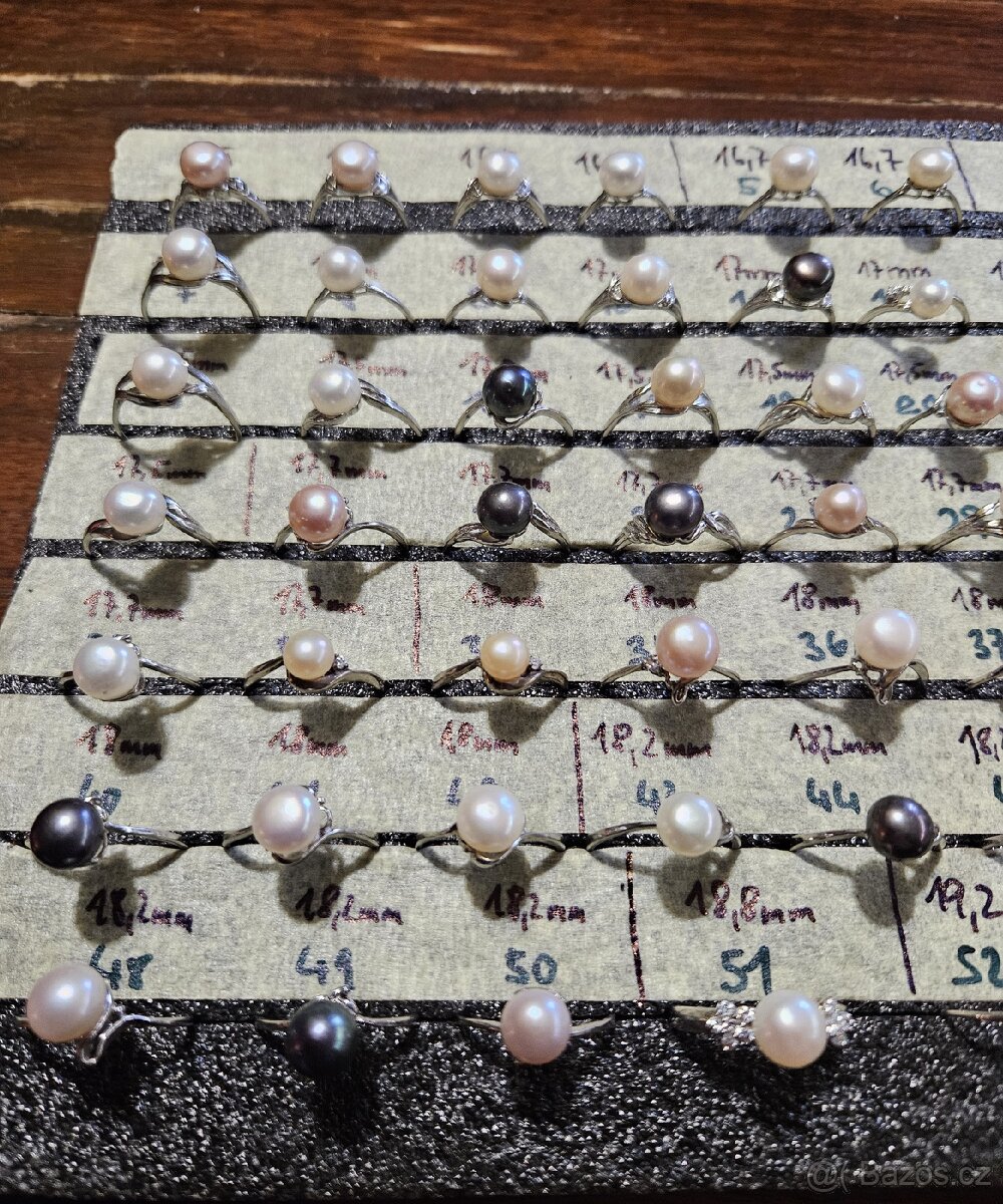 Stříbrné prsteny s perlou - 3