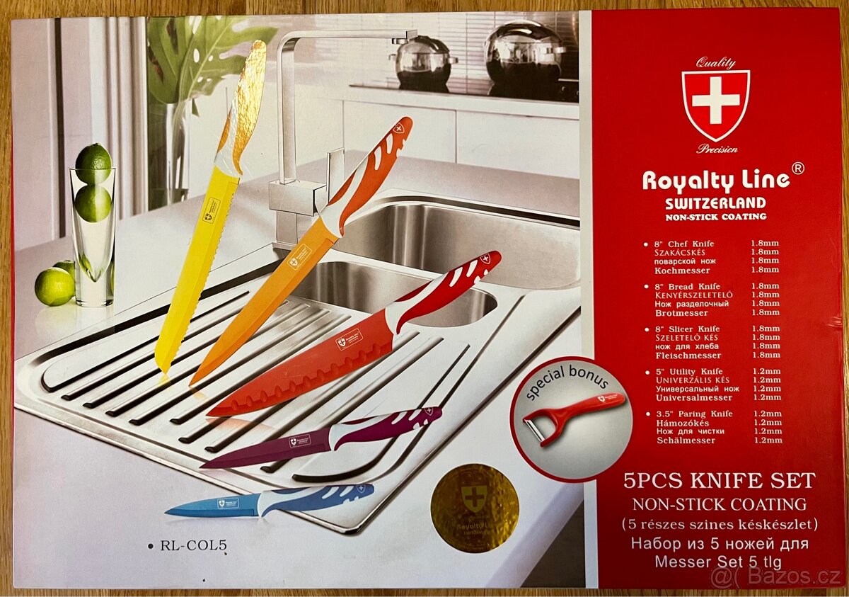 Sada kuchyňských nožů Royalty Line – 5 ks nové bez škrabky - 3
