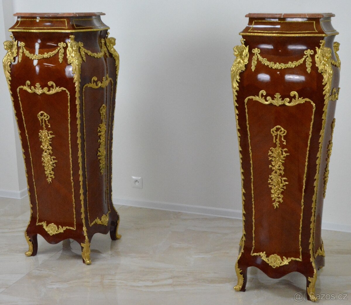 Zámecké konzole - podstavce s mramorem - 141 cm - 3