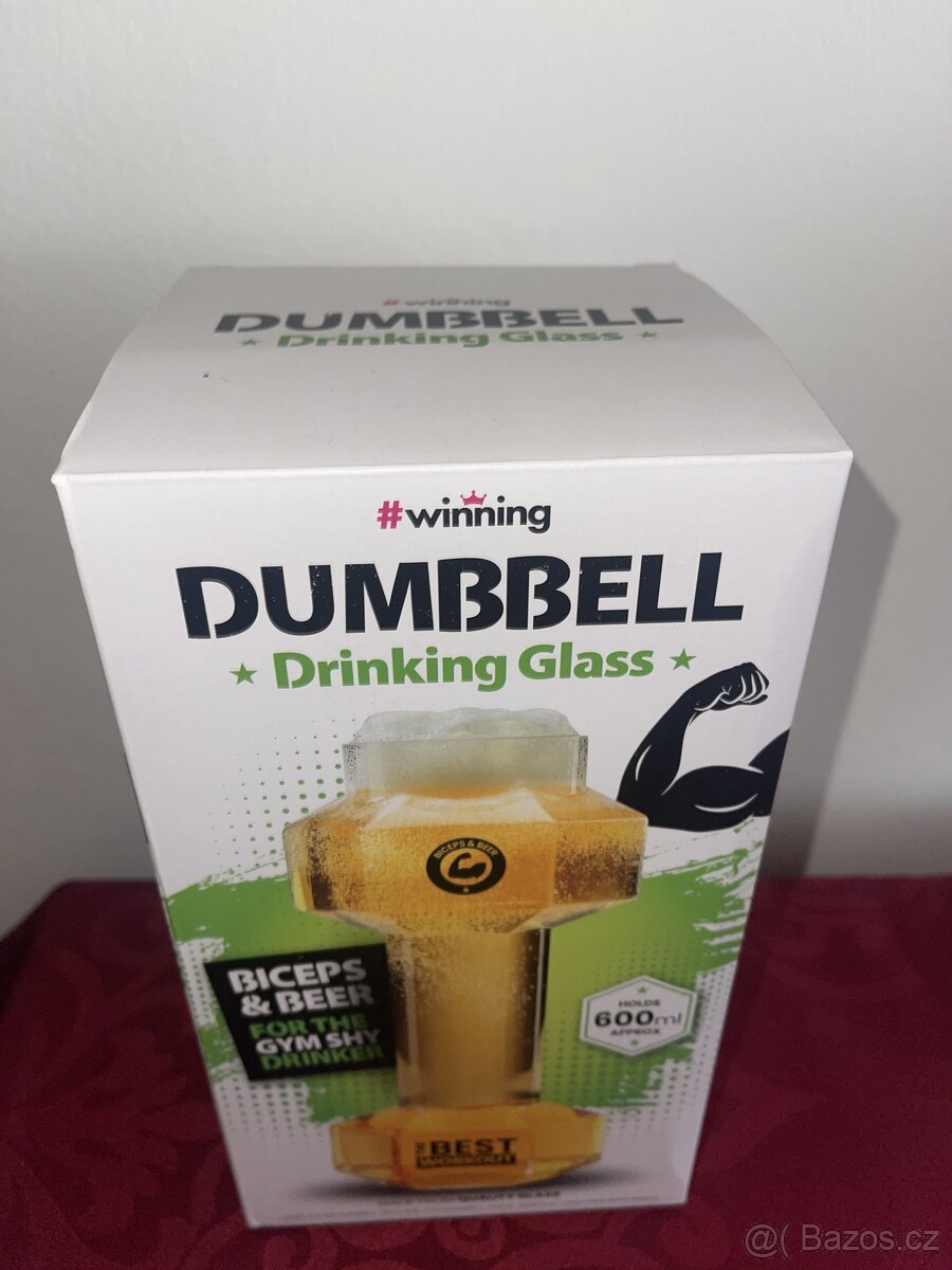 Pivní sklenice na pivo 600ml hantel (dárek) - 3