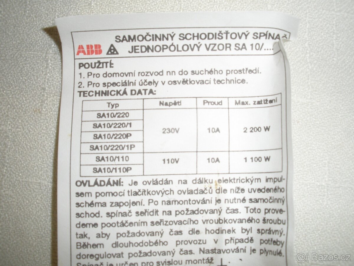 Schodišťový spínač /automat ABB SA 10 / - 3