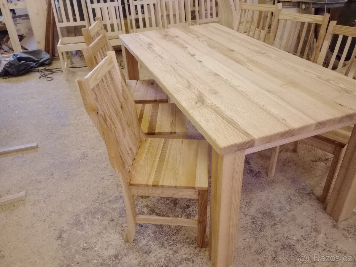 Jídelní stůl masiv jasan a židle - 3