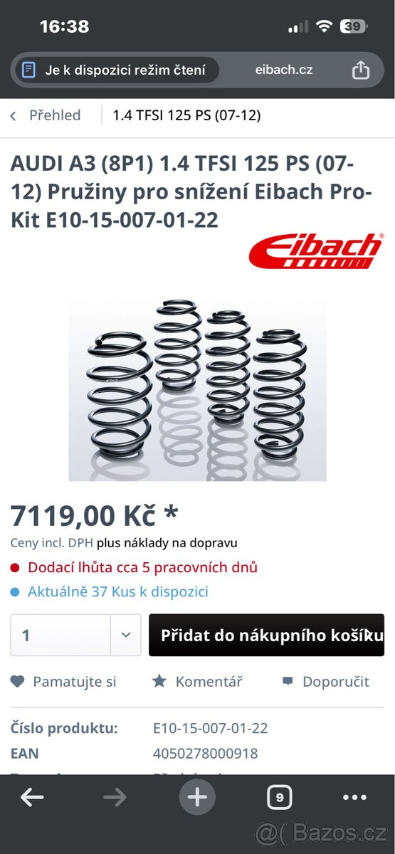 EIBACH SPORTOVNÍ SNÍŽENÉ PRUŽINY - 3