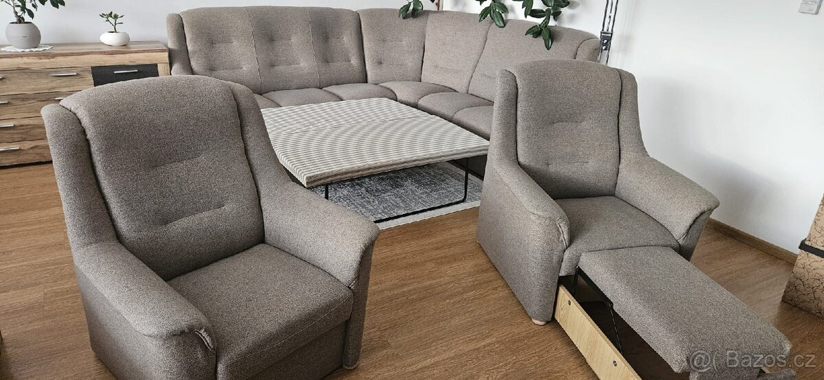 Gauč,2 křesla,taburet - 3