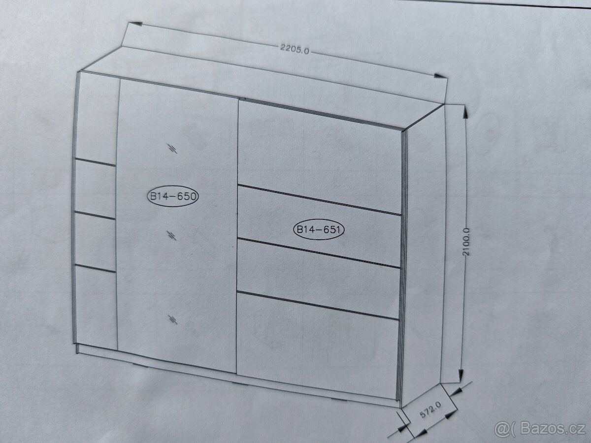 Velká šatní skříň Beta 220x210cm - posuv+zrcadlo - 3