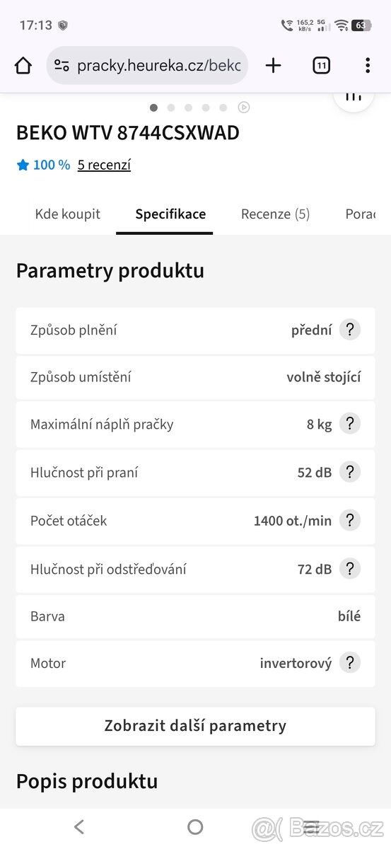 Pračka BEKO WTV 8744CSXWAD - 3
