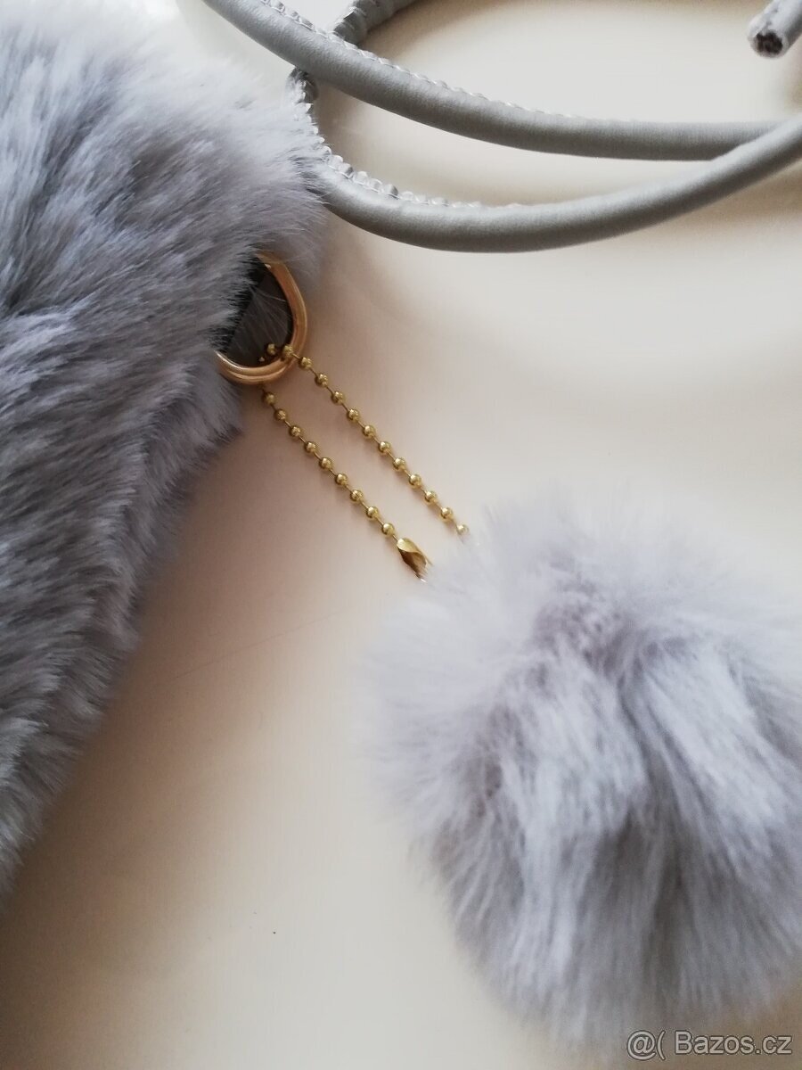 Plyšová kabelka šedá - 3