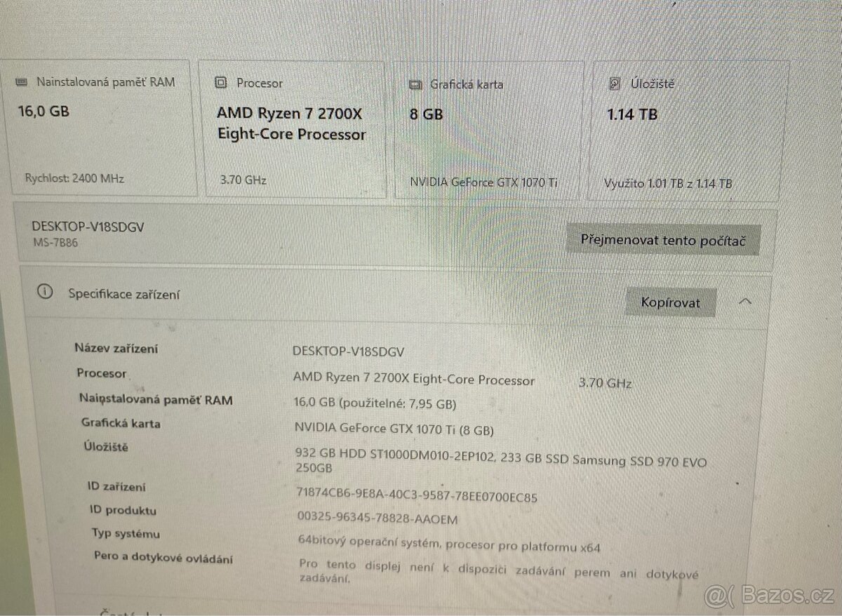 🎮 Herní PC: Ryzen 7 (8 jader) | GTX 1070 Ti 8GB - 3