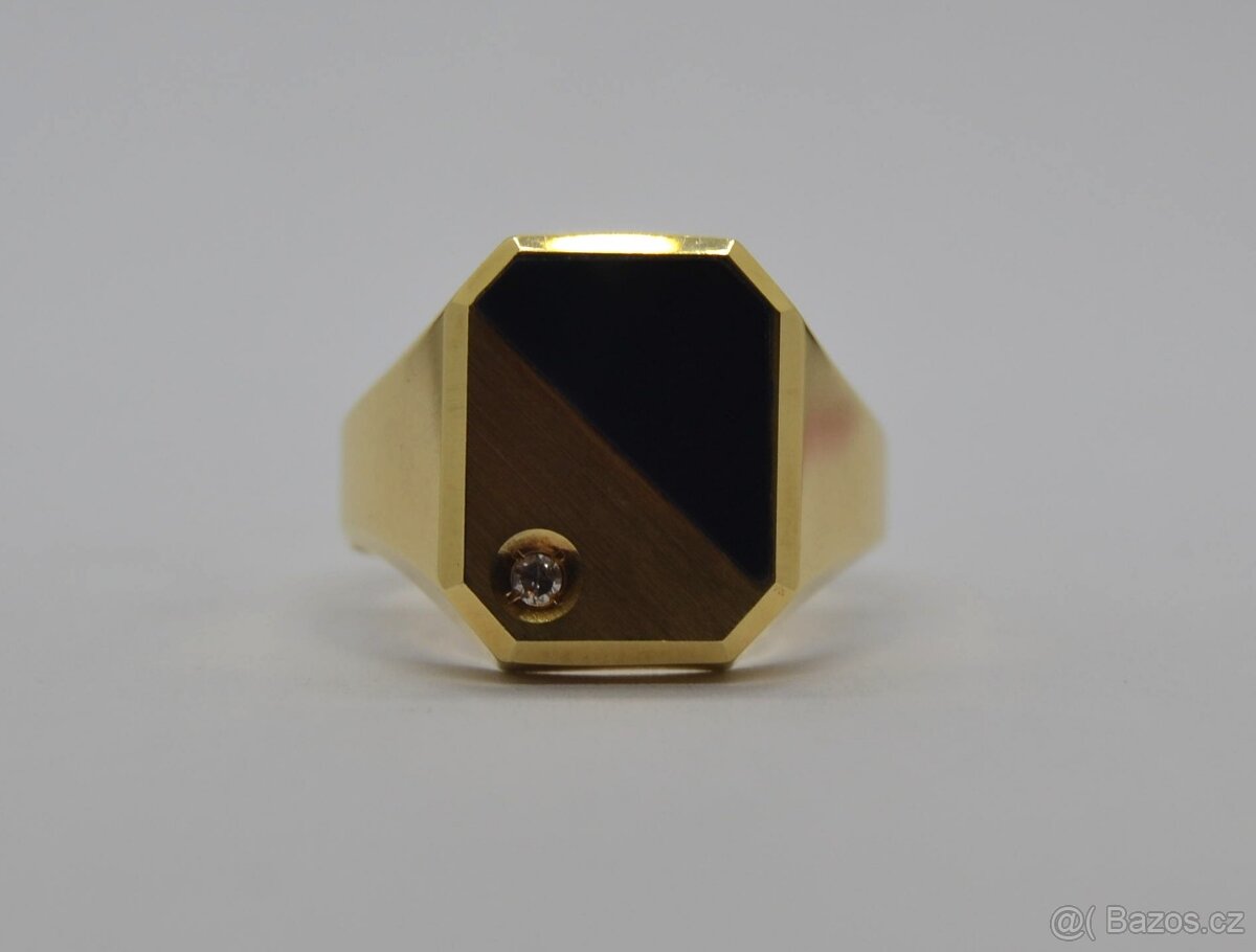 Zlatý pánský prsten s briliantem - 3
