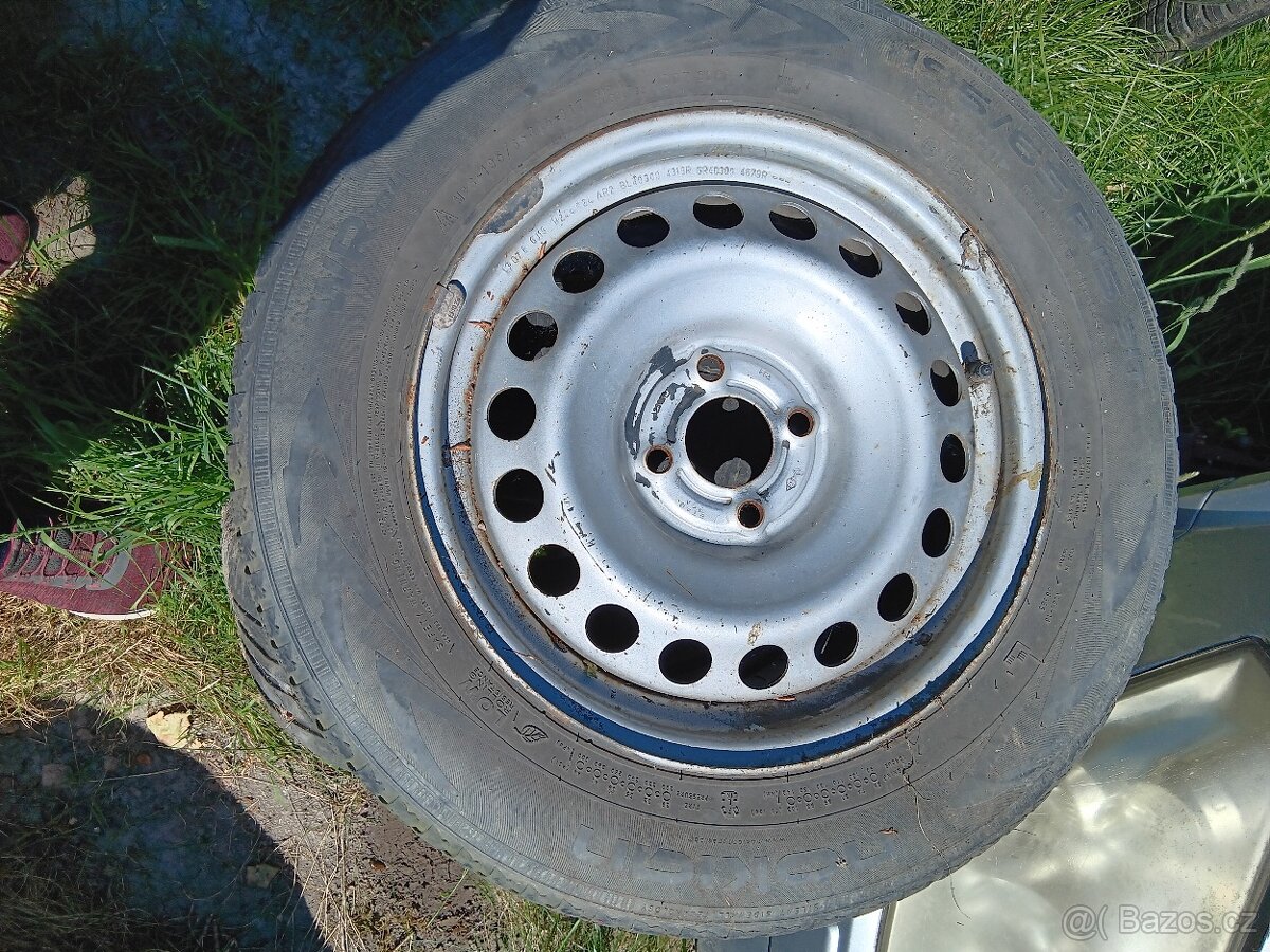 4x100 r15 ocelové disky+pneu - 3