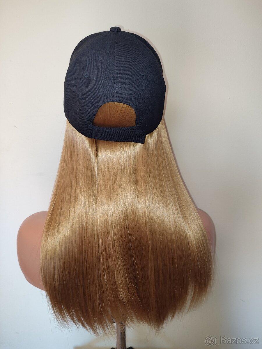 Nová kšiltovka s všitými zlatavými blond vlasy - 3