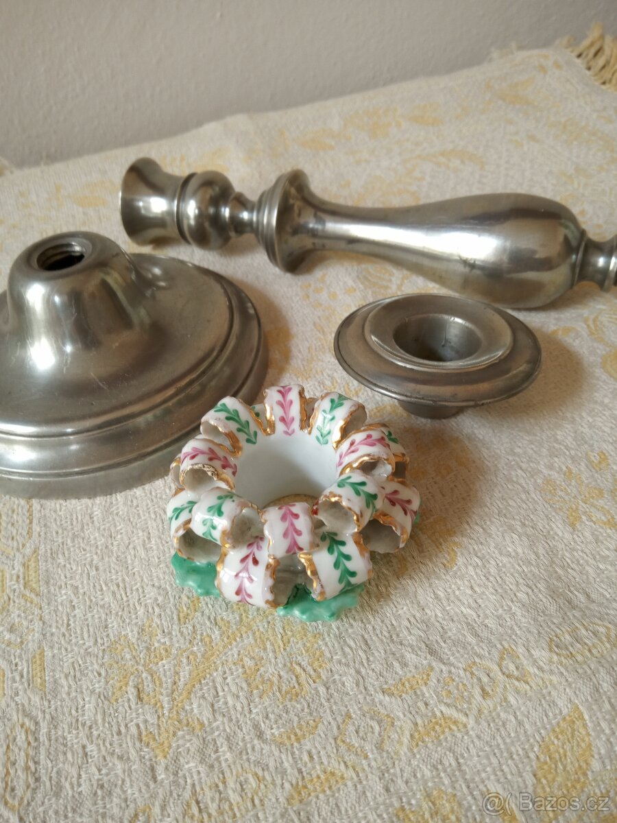 2 párové pozdně barokní svícny - cín - 3