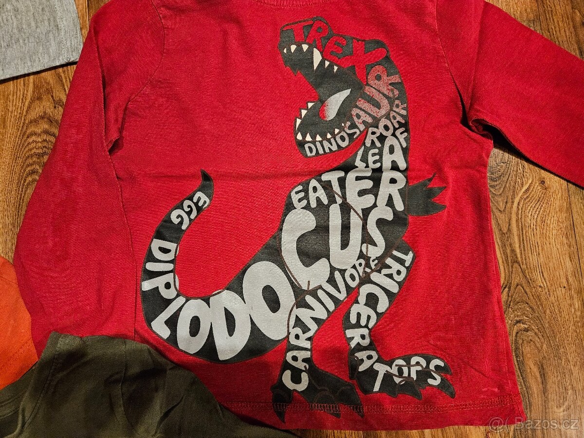 Tričko s dlouhým rukávem DINO 3-5 let, 3 ks - 3