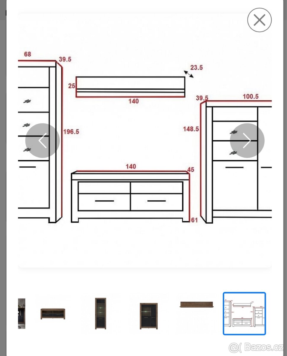 Obývací nábytek BALIN – tmavý dub / černá - 3
