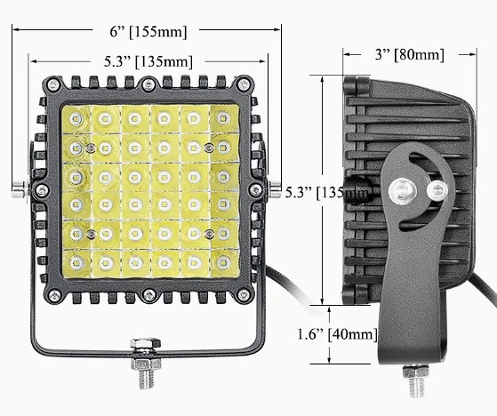 LED pracovní světla 6" 180W – sada s kabeláží a relé