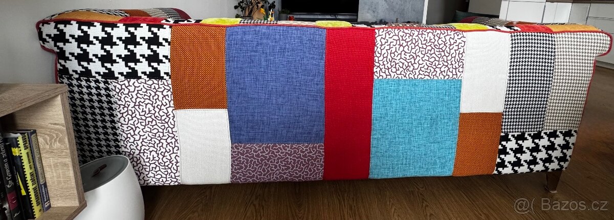 Patchwork Gauč + Taburetka (3-miestny) - 3