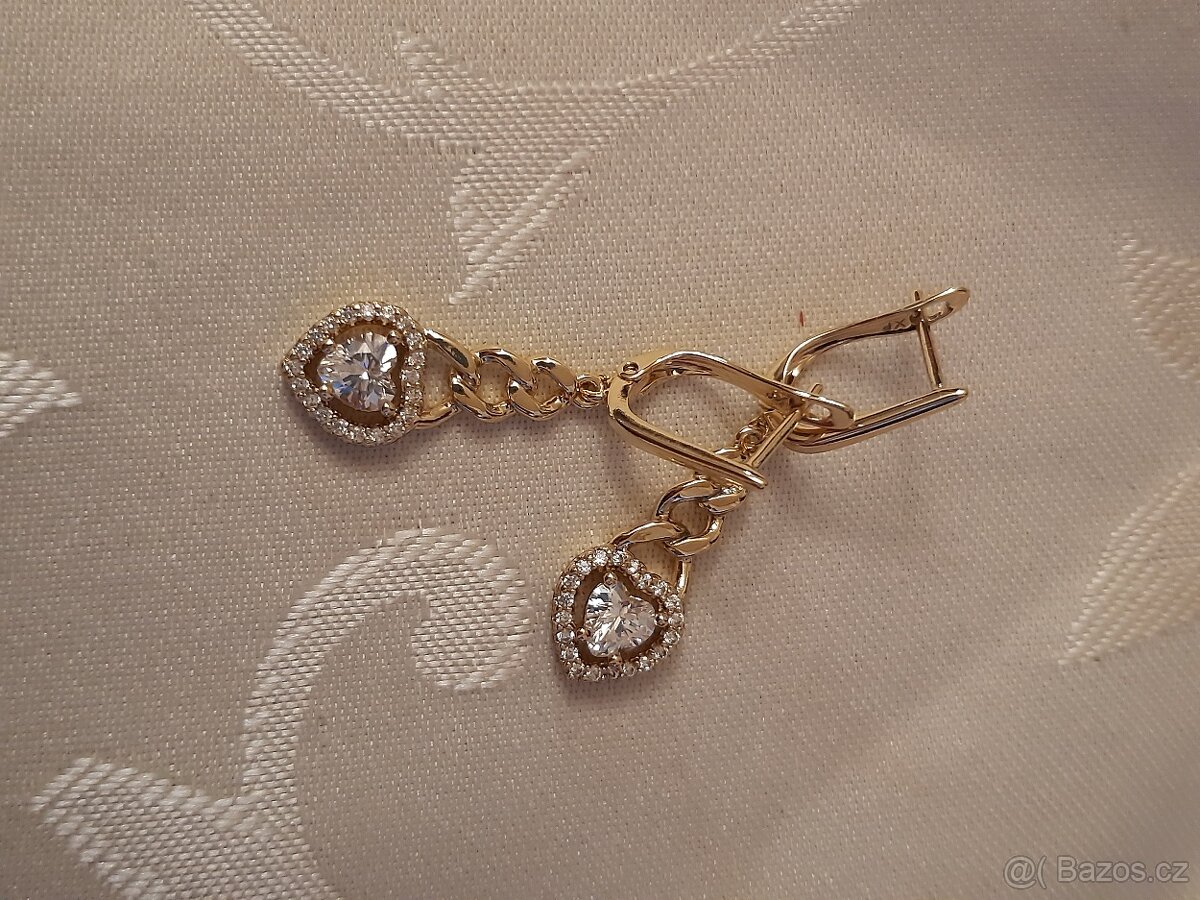 Luxusní visící pozlacené náušnice - 3