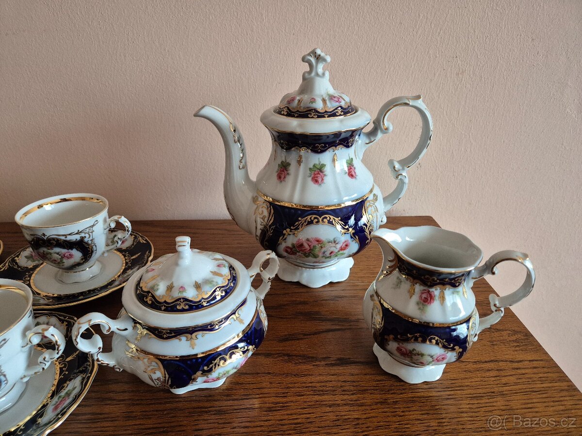 Kávová souprava kobalt kytičky Leander - 3