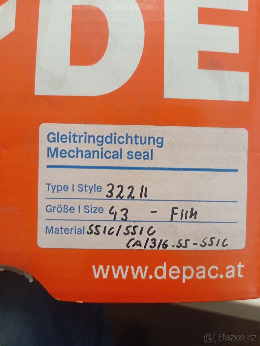 mechanické těsnění DEPAC typ 322K - 3