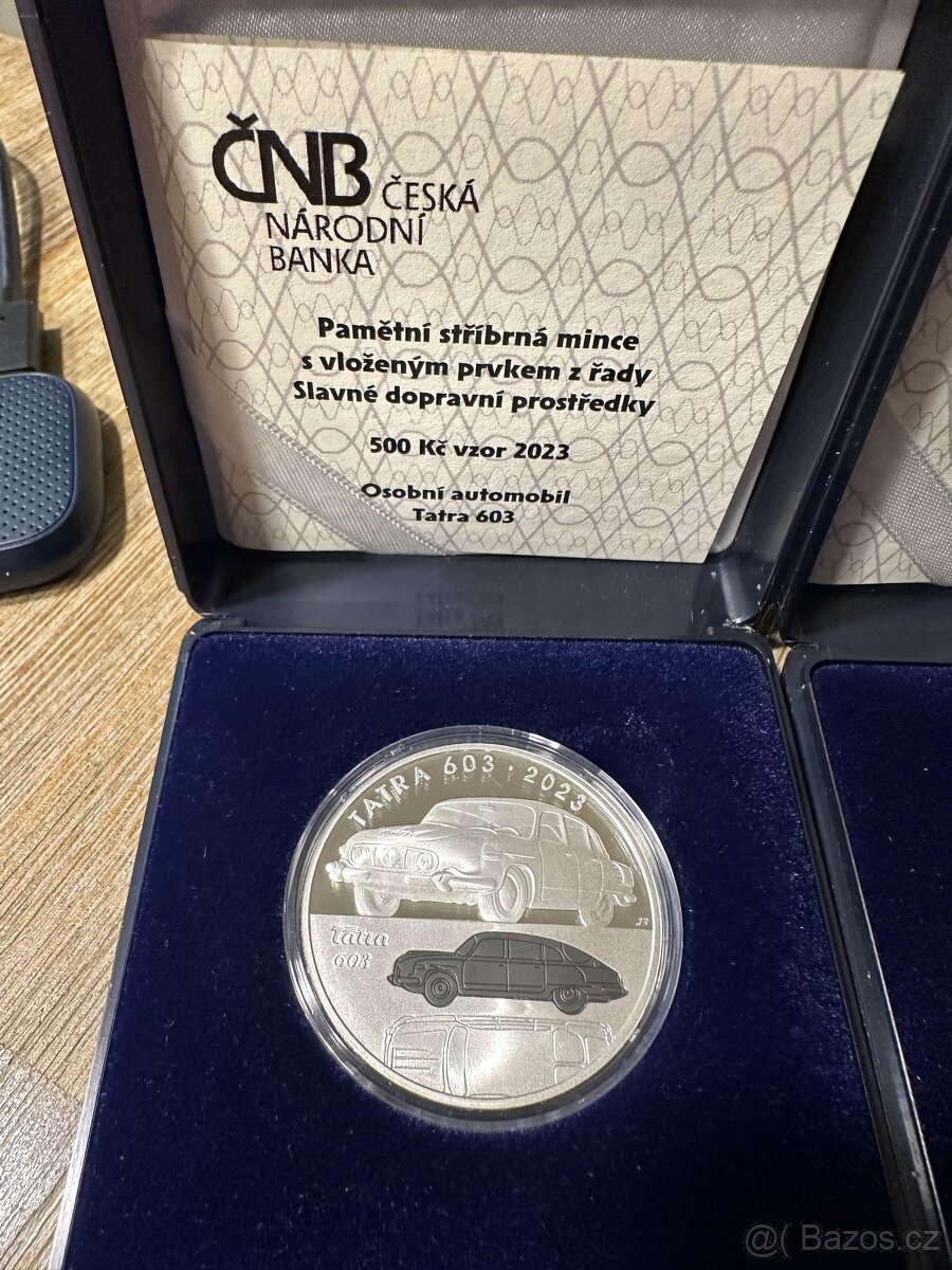 2 ks pamětní mince 500Kč - automobil Tatra 603 proof a bk - 3
