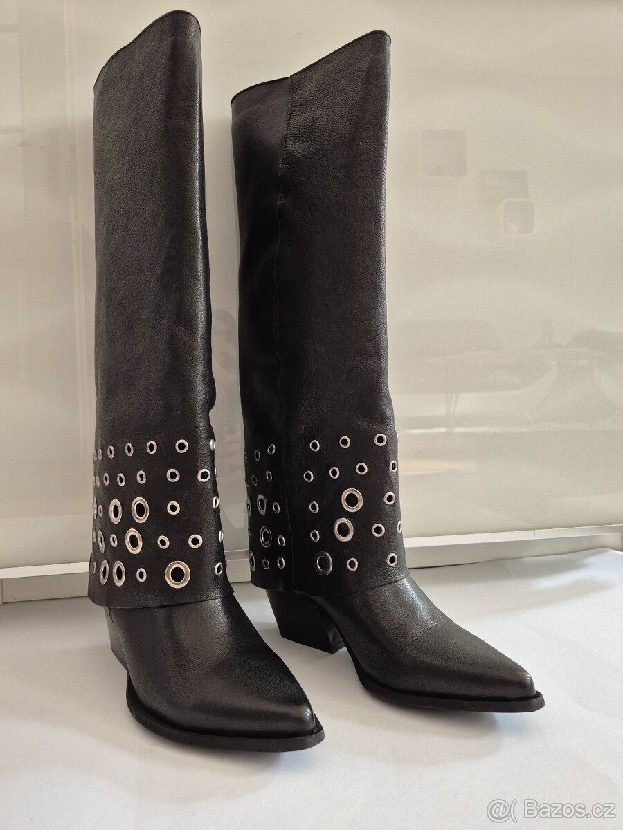 Nové dámské kožené vysoké kozačky, velikost 38 a 39 - 3