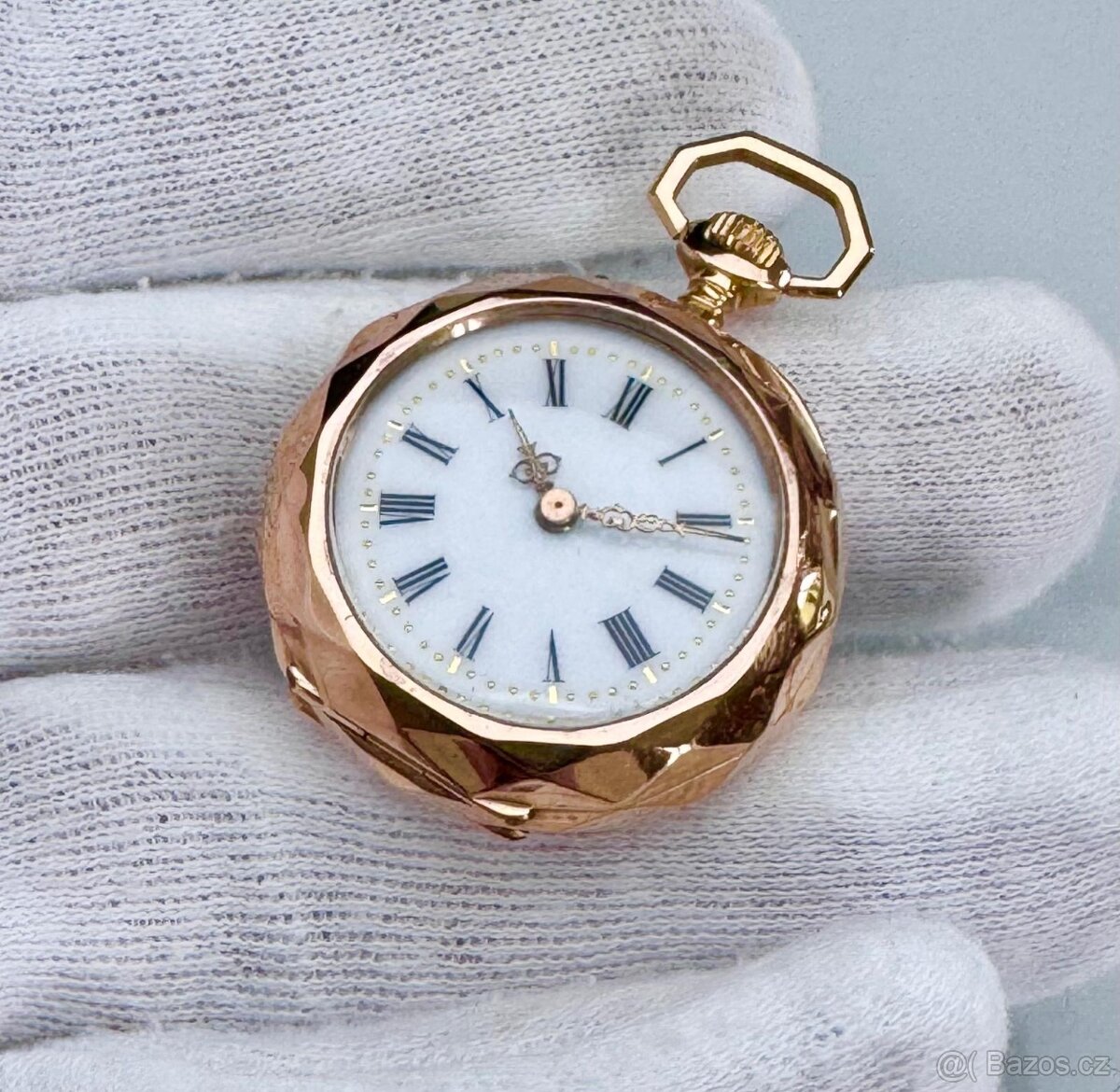 18K CELO ZLATÉ KAPESNÍ HODINKY S MONOGRAMEM - FUNKČNÍ - 3