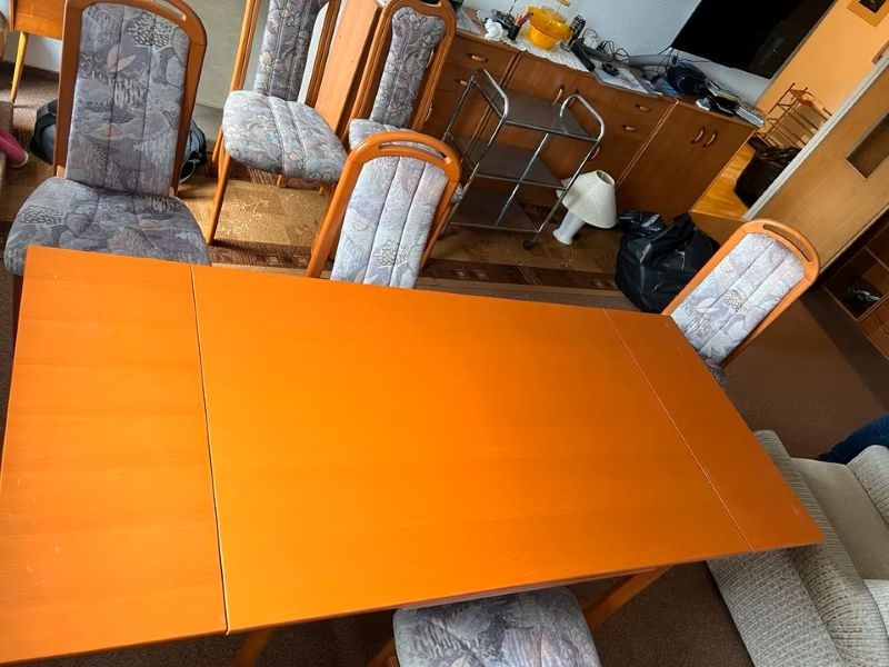 Stůl jídelní rozkládací a 4 židle - masivní - 3