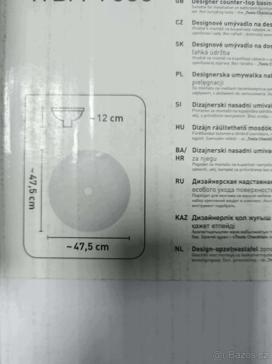 Tenkostěnné kulaté umyvadlo BALIV na desku 47,5 cm - 3