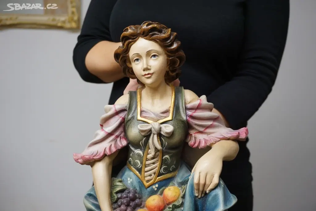 Velká dřevěná malovaná socha ruční práce v - 61 cm - 3