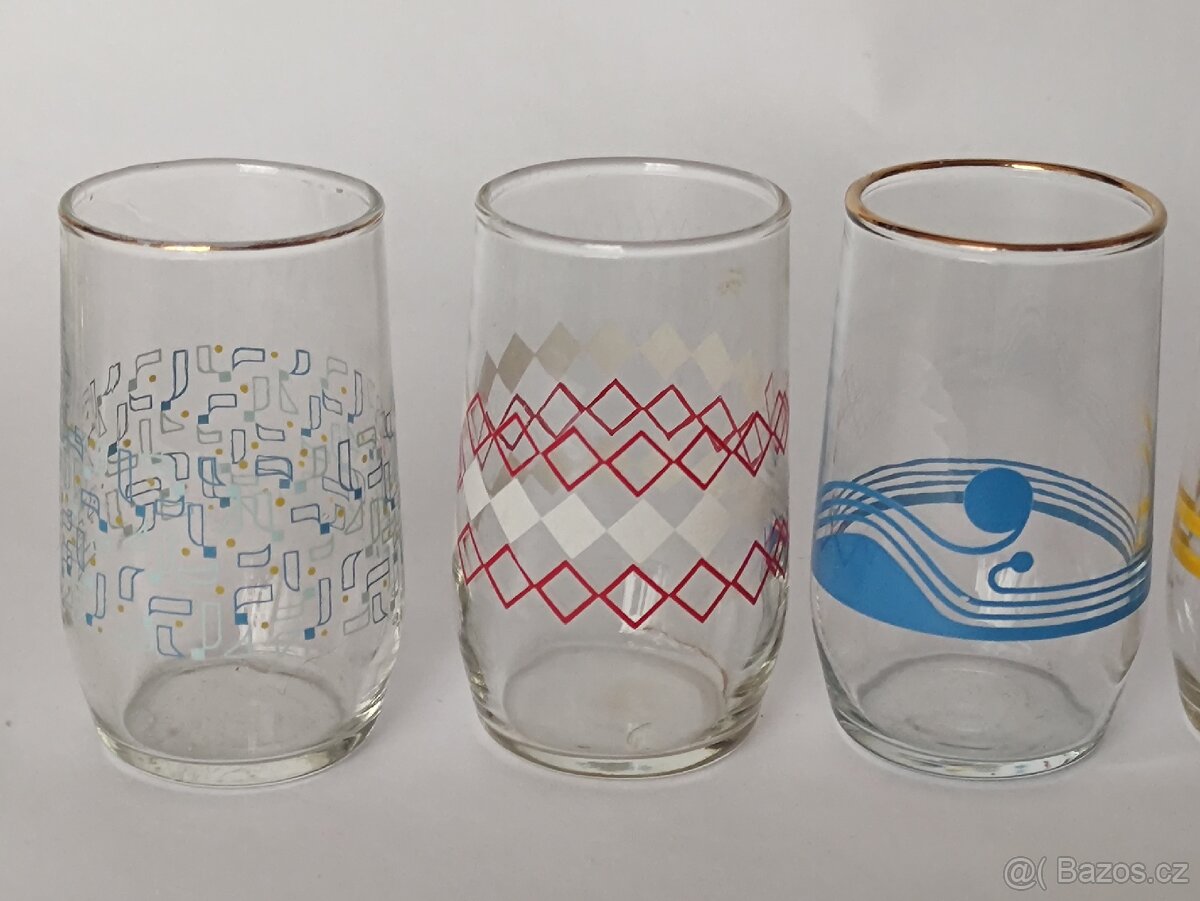Retro barevné sklenice se vzorem, 1dcl, 50.-/kus, pošta 75.- - 3