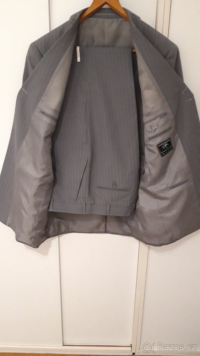 Pánský oblek-šedý s proužkem - 3