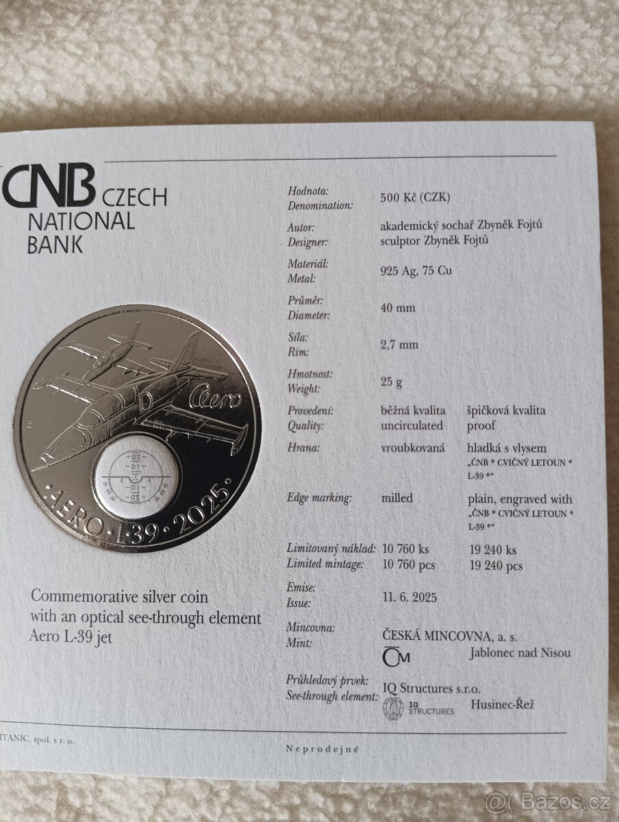 Stříbrná výroční mince ,,Albatros" - 3