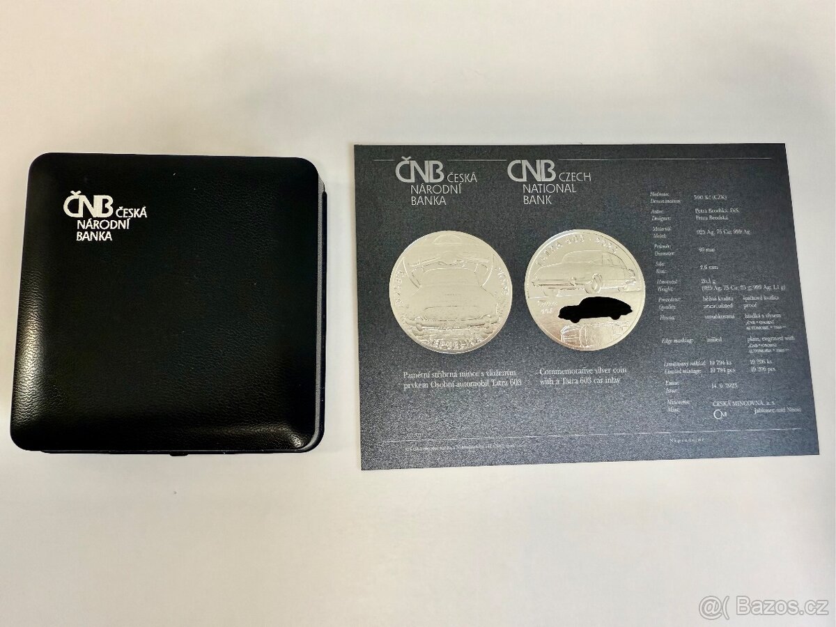 STŘÍBRNÁ MINCE 500 KČ AUTOMOBIL TATRA 603 PROOF - 3