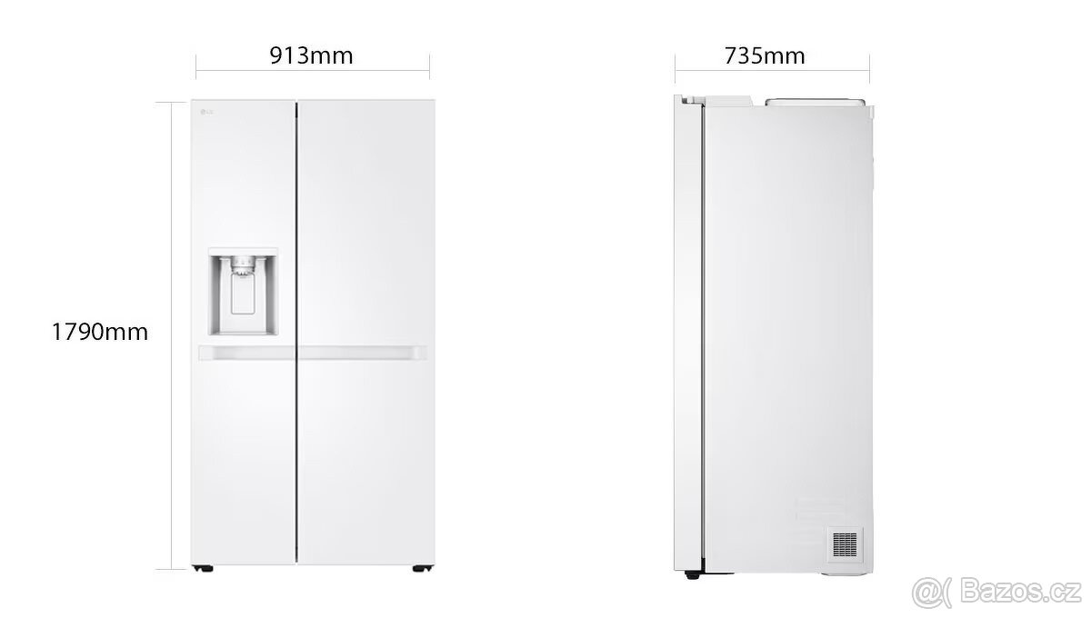 Nová americká lednice LG bílá s výrobníkem ledu, v záruce - 3