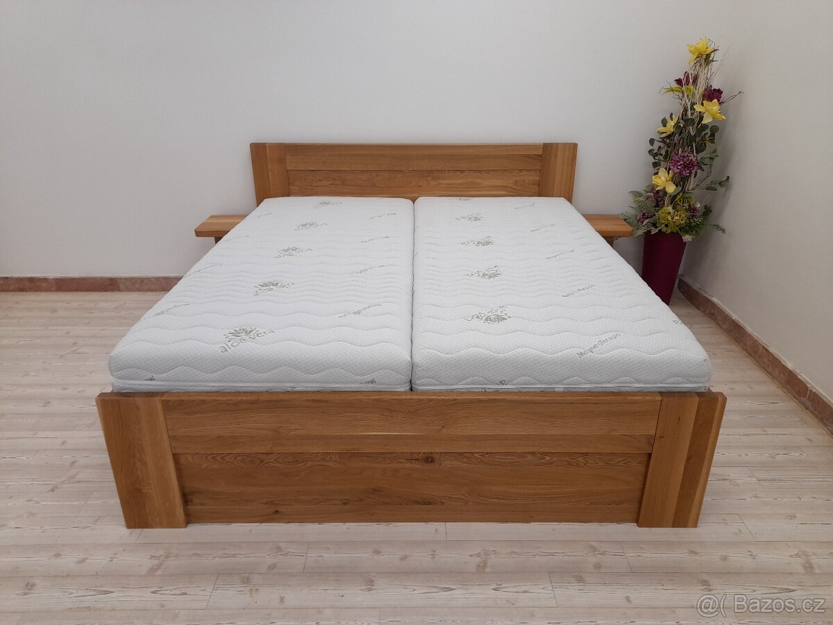 Nová dubová masivní postel, nosnost 700 kg, odvezu, smontuji - 3