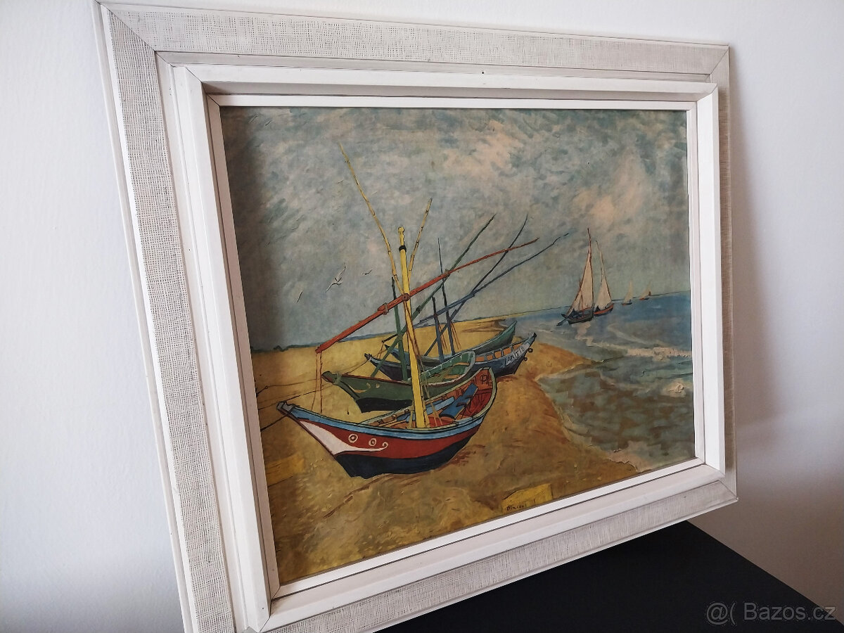 Vincent Van Gogh - Rybářské bárky, reprodukce ze 70tých let - 3